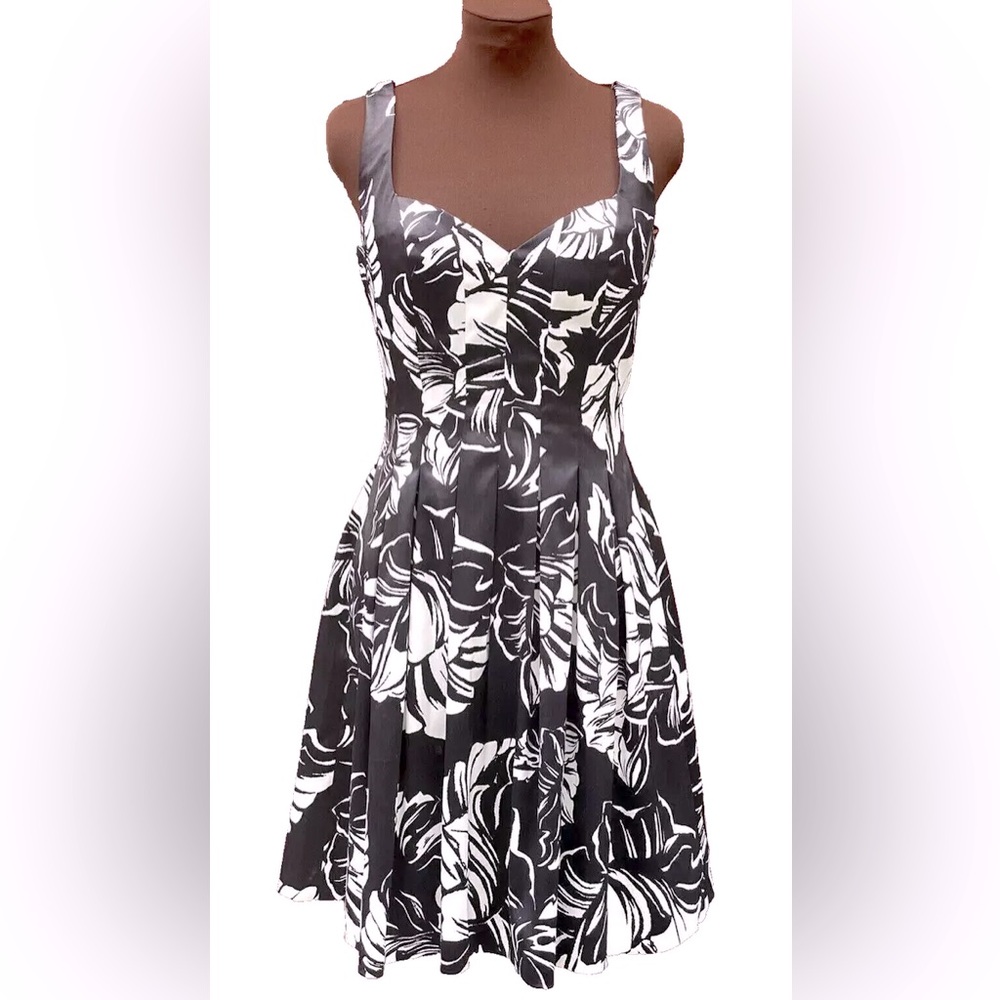 Satin Floral Pleated Dress